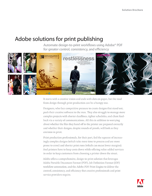 Cover: Adobe solutions for print publishing