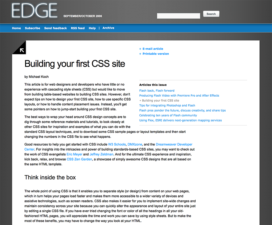 Screenshot: Building your first CSS site